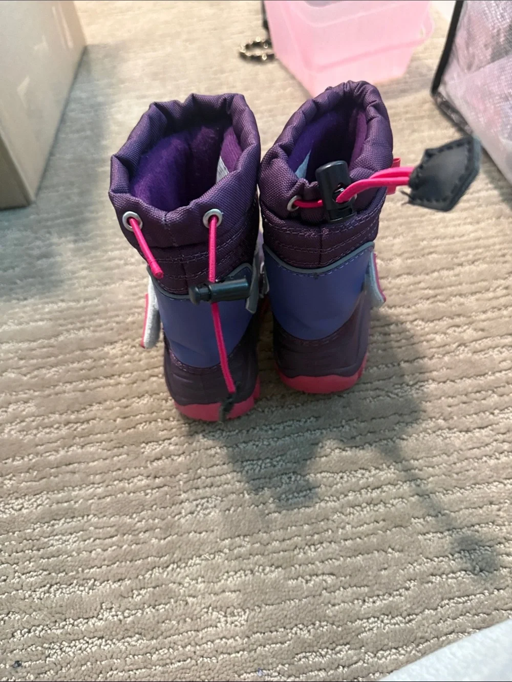 Purple Kids Snow Boots with Pink Soles